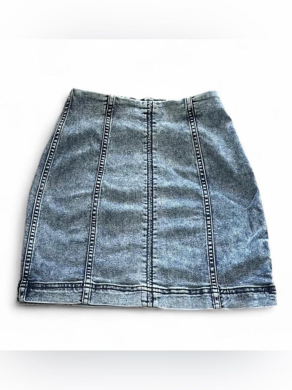 Free People Blue Washed A-Line Denim Mini Skirt